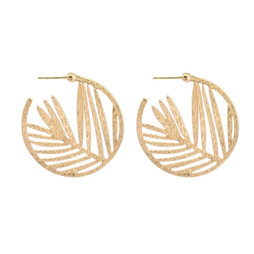 Geometric tree leaf hoop style earrings - …